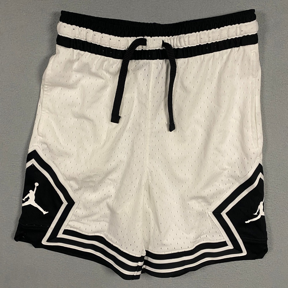 Jordan Diamond Basketball Shorts Mens XS White Black DX1487-100 Mesh Dri-FIT